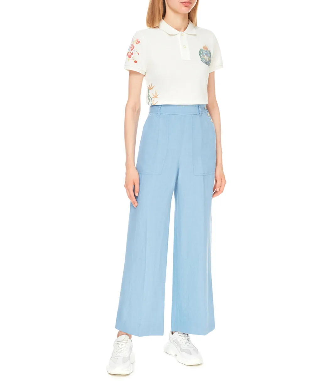 Льняные брюки Polo Ralph Lauren 211837992001, голубой цвет • Купить в интернет-магазине Kameron