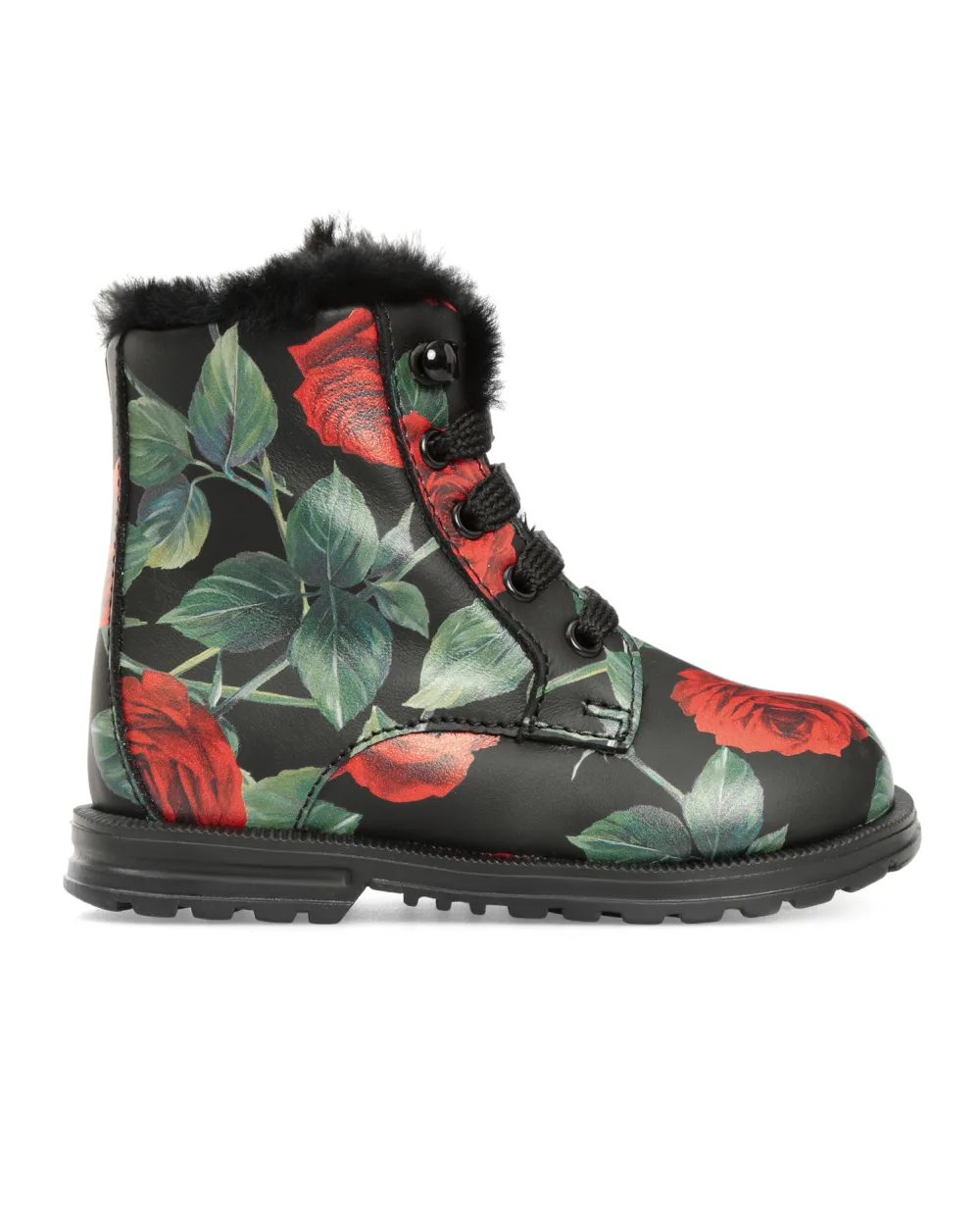 Детские кожаные ботинки Dolce&Gabbana Kids D20073-AQ415, черный цвет • Купить в интернет-магазине Kameron