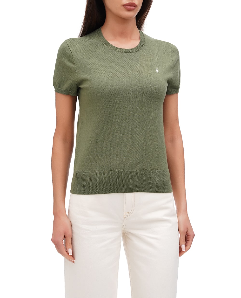 Джемпер с короткими рукавами Polo Ralph Lauren 211891673016, оливковый цвет • Купить в интернет-магазине Kameron
