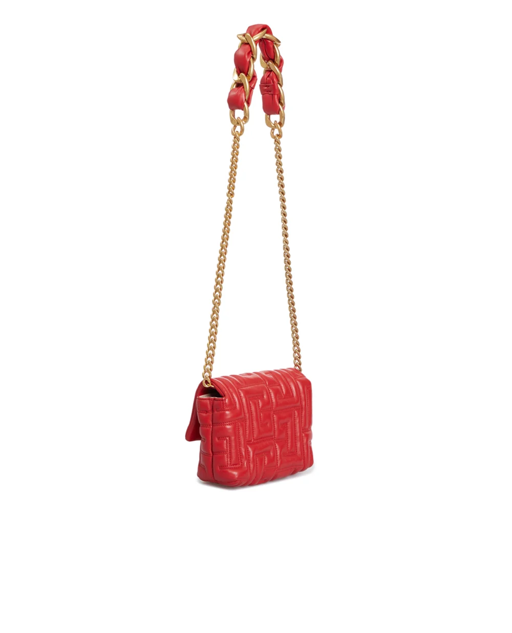 Кожаная сумка 1945 Soft mini Balmain AN1BJ796LNQD, красный цвет • Купить в интернет-магазине Kameron