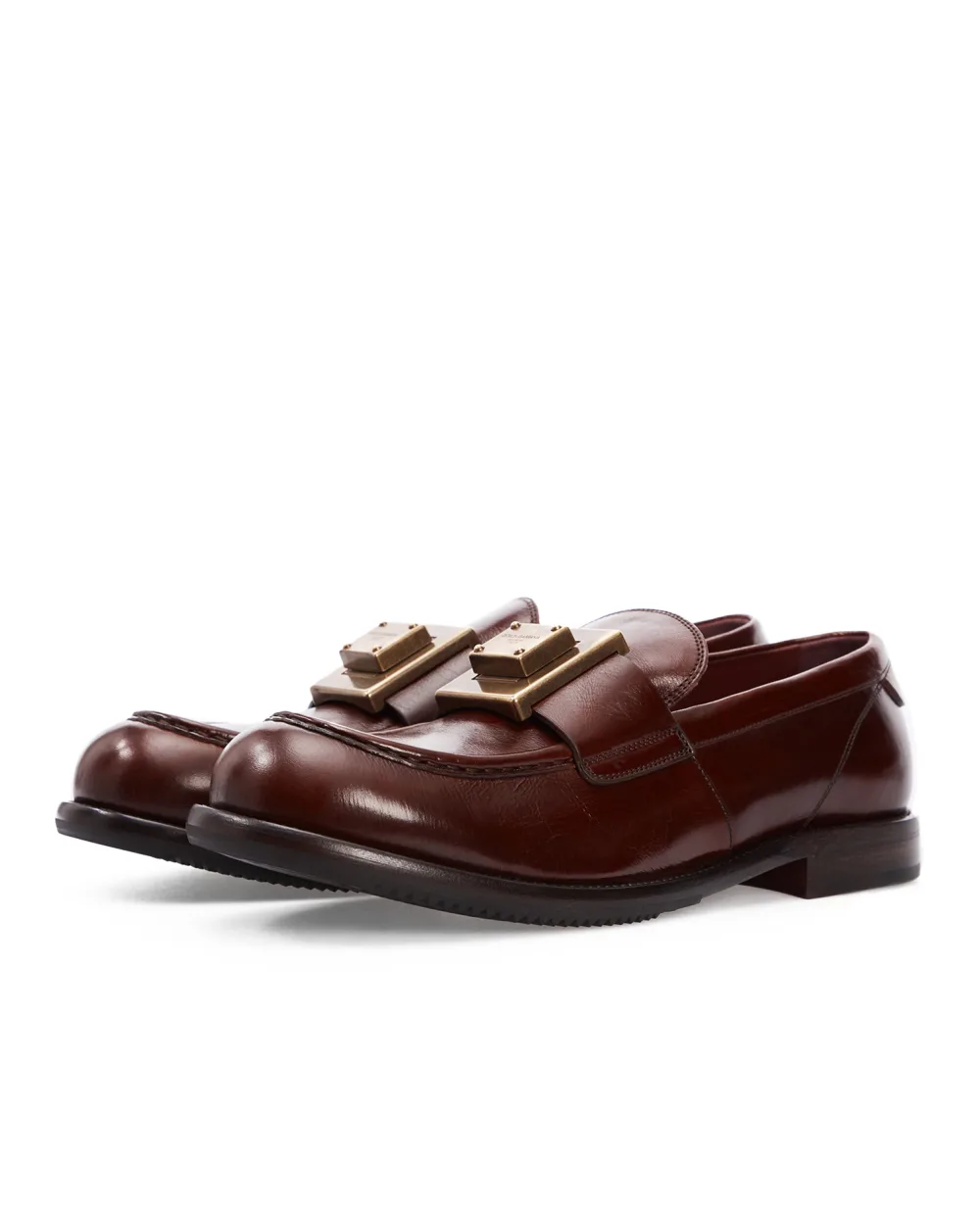 Кожаные лоферы Dolce&Gabbana A30141-AO821, коричневый цвет • Купить в интернет-магазине Kameron