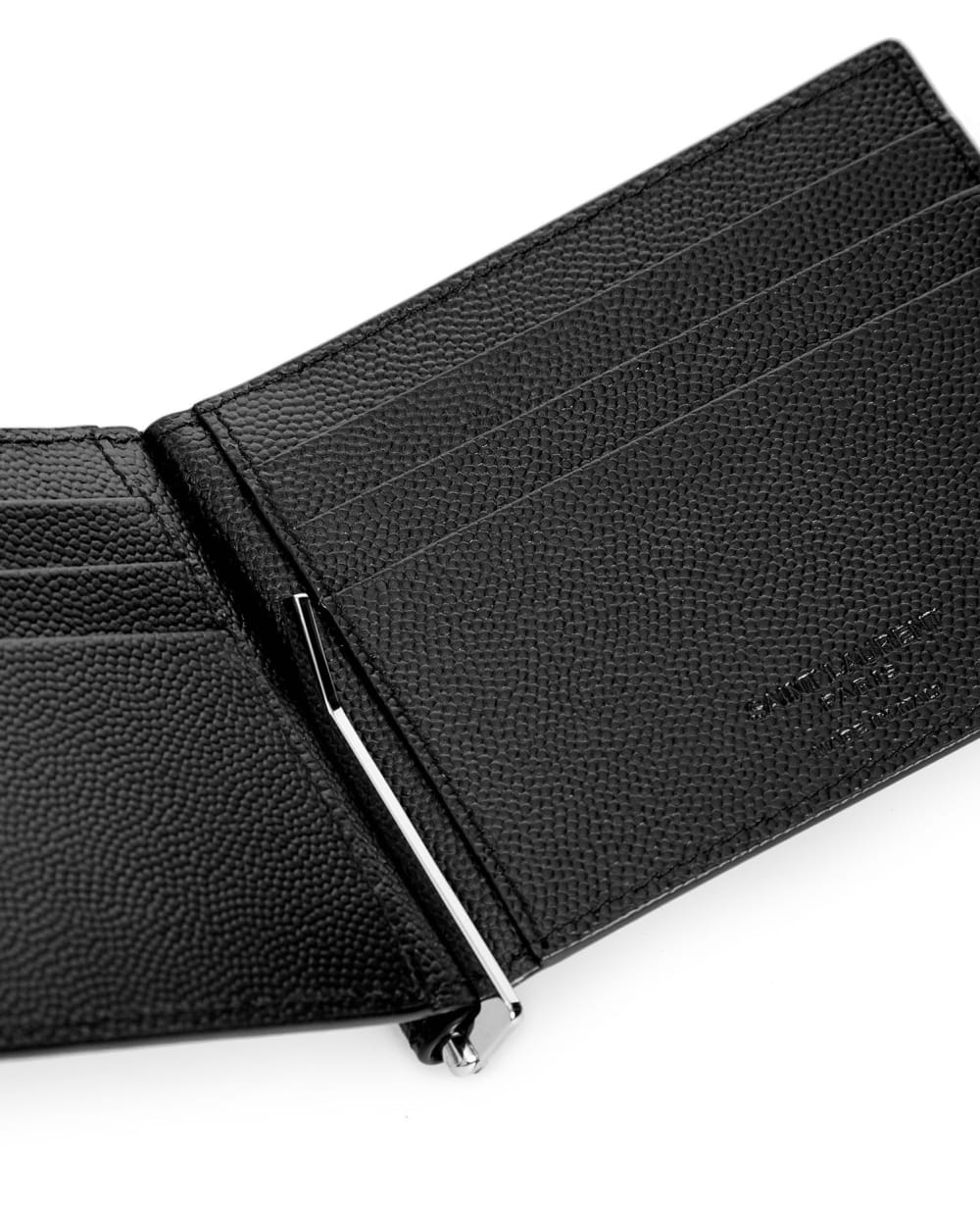 Кожаный держатель для денег Рassport holder Saint Laurent 378005-BTY0N-, черный цвет • Купить в интернет-магазине Kameron
