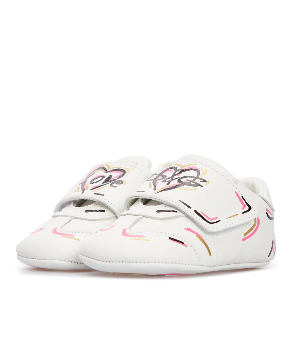 Кожаные пинетки Dolce&Gabbana Kids DK0109-AW447, белый цвет • Купить в интернет-магазине Kameron