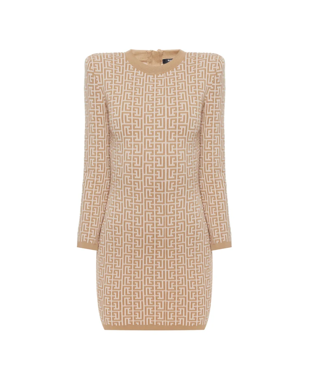 Шерстяное платье Balmain XF1R8072KB02, бежевый цвет • Купить в интернет-магазине Kameron