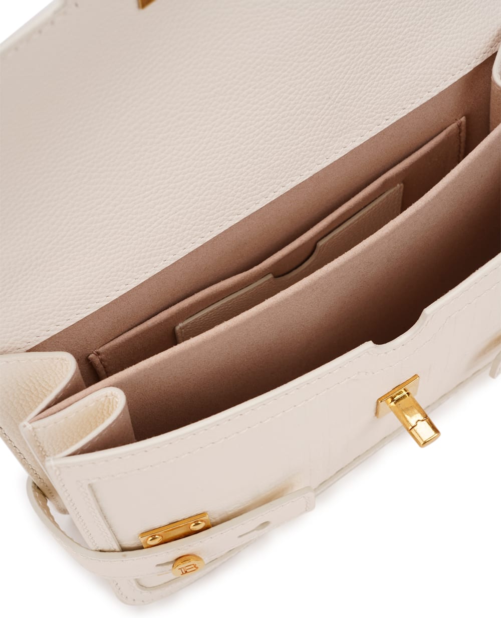 Кожаная сумка B-Buzz Balmain BN1DA829LPSE, белый цвет • Купить в интернет-магазине Kameron