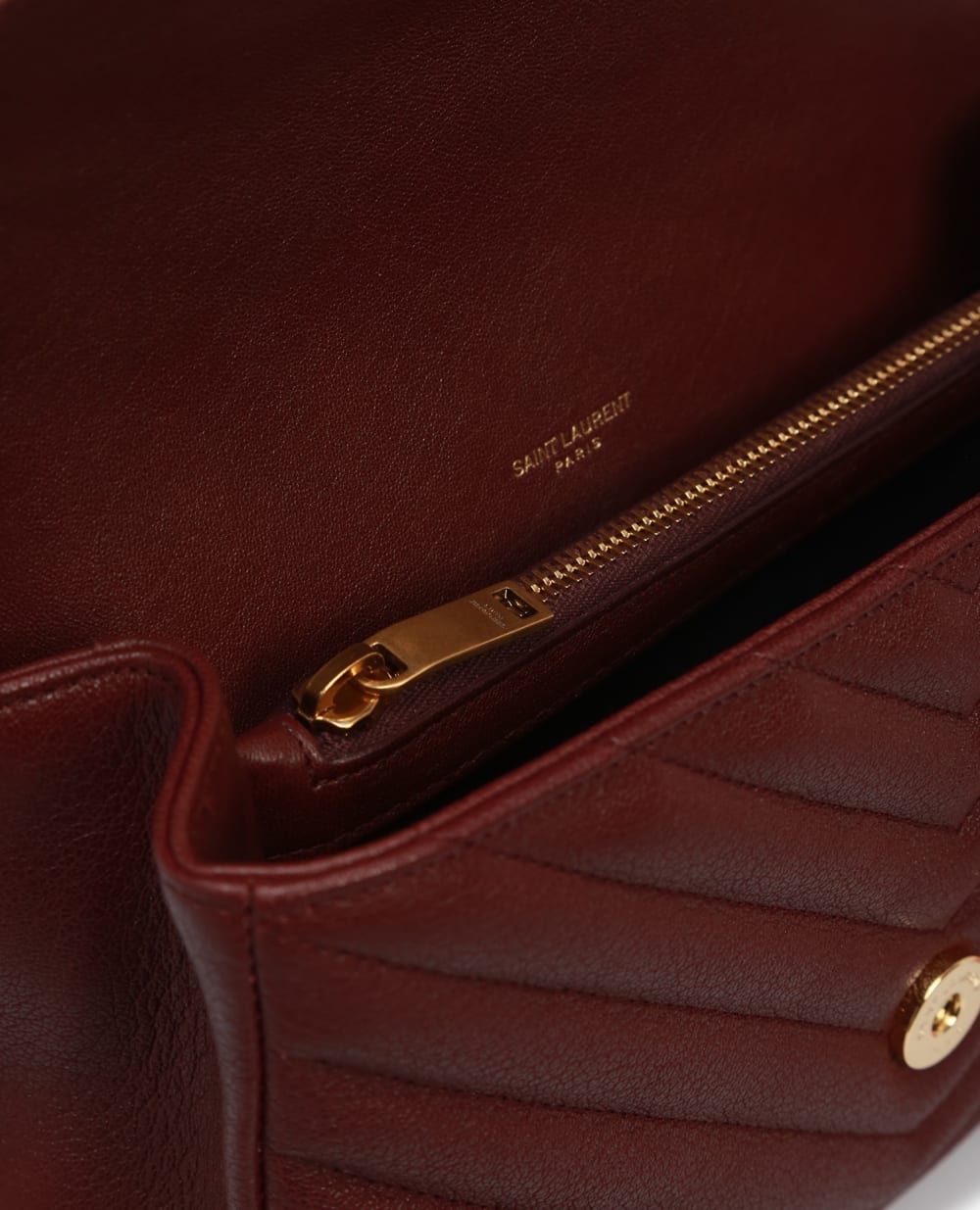 Кожаная сумка College Medium Saint Laurent 600279-BRM07, бордовый цвет • Купить в интернет-магазине Kameron