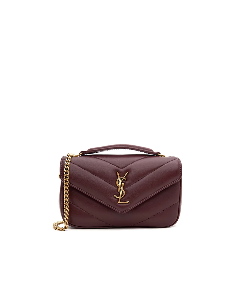 Сумка из кожи Loulou Mini Saint Laurent 821749-AAEAX, бордовый цвет • Купить в интернет-магазине Kameron