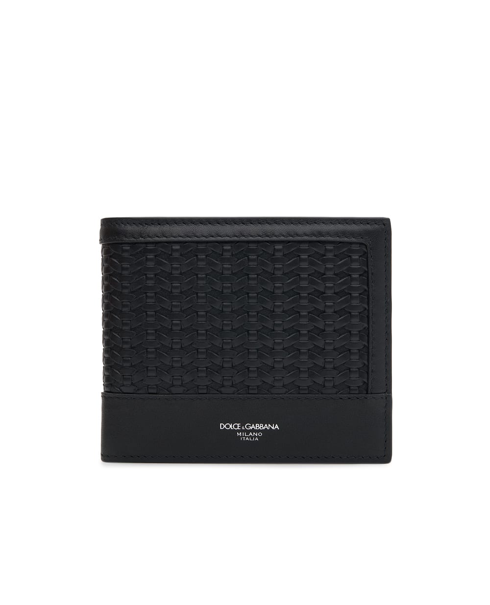 Портмоне из плетеной телячьей кожи Dolce&Gabbana BP1321-AN419, черный цвет • Купить в интернет-магазине Kameron