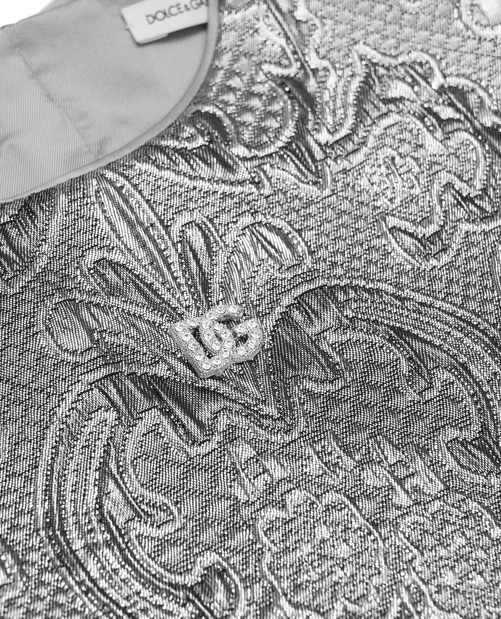Детское платье из жаккарда Dolce&Gabbana Kids L54DL6-HJMQW-B, серебряный цвет • Купить в интернет-магазине Kameron