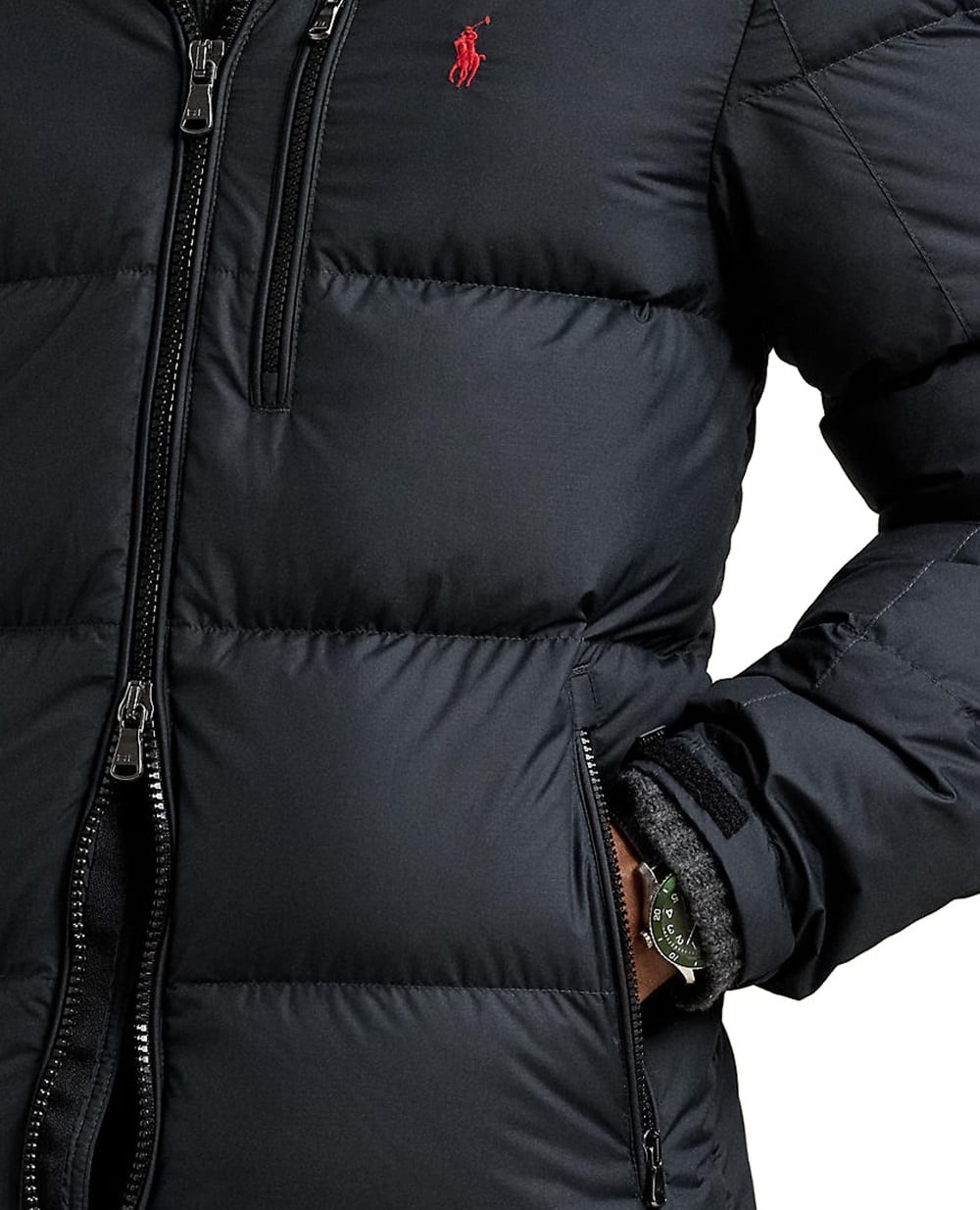 Куртка пуховик с капюшоном Gorham Down Polo Ralph Lauren 710968278001, черный цвет • Купить в интернет-магазине Kameron