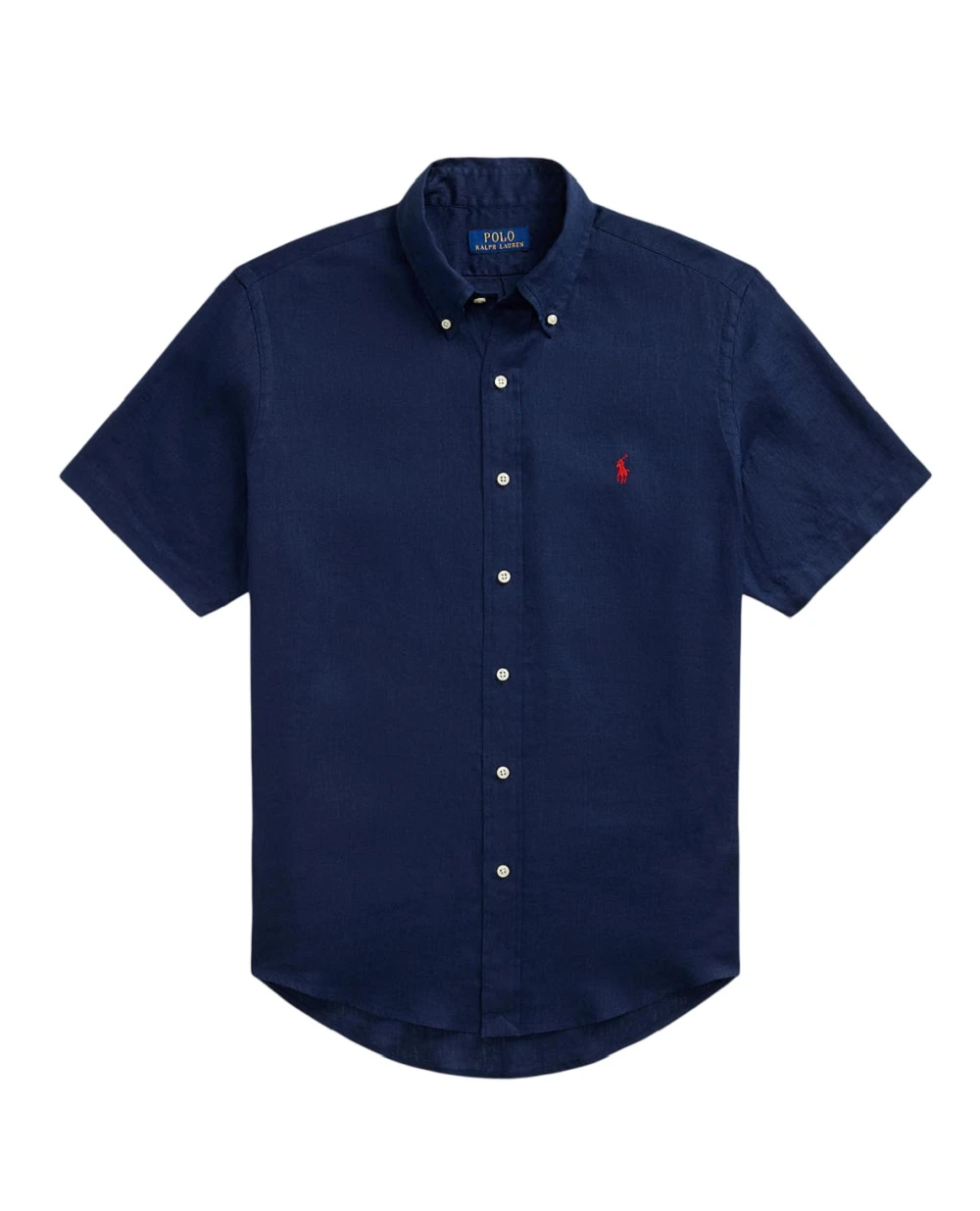 Сорочка з коротким рукавом з льону Polo Ralph Lauren 710968912001, темно-синій колір • Купити в інтернет-магазині Kameron