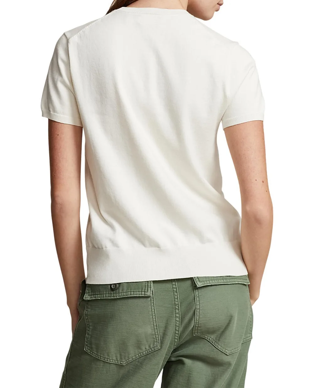 Джемпер с короткими рукавами Polo Ralph Lauren 211891673001, молочный цвет • Купить в интернет-магазине Kameron
