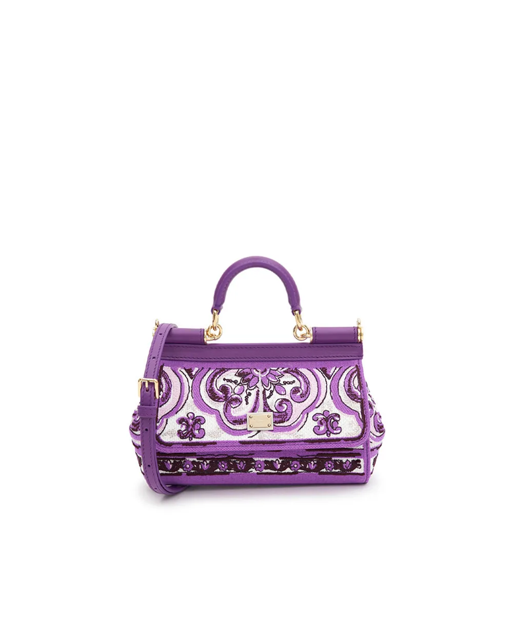Кожаная сумка Majolica Sicily Small Dolce&Gabbana BB7116-BW050, фиолетовый цвет • Купить в интернет-магазине Kameron