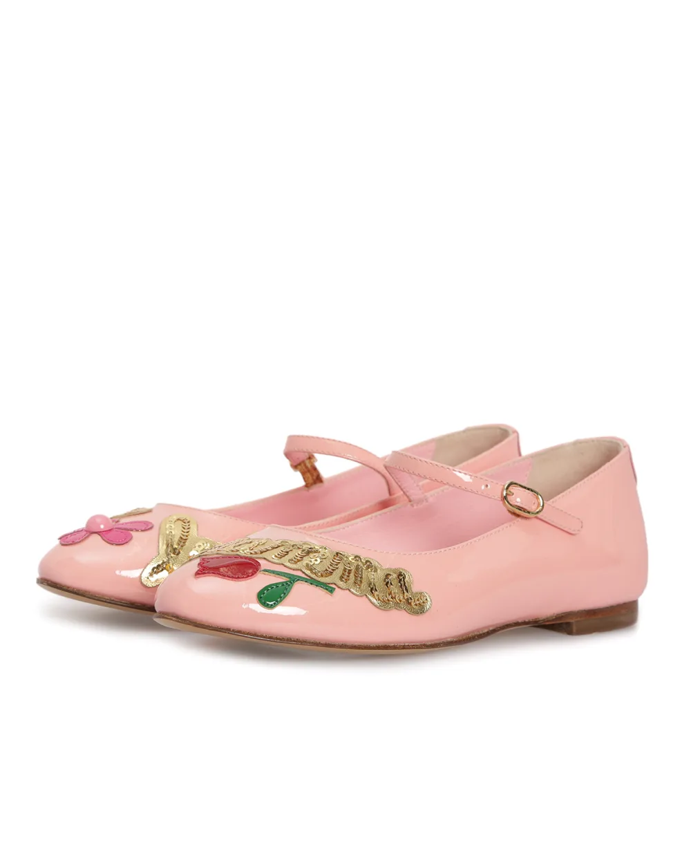 Детские лаковые балетки Dolce&Gabbana Kids D10428-AC442-M, розовый цвет • Купить в интернет-магазине Kameron