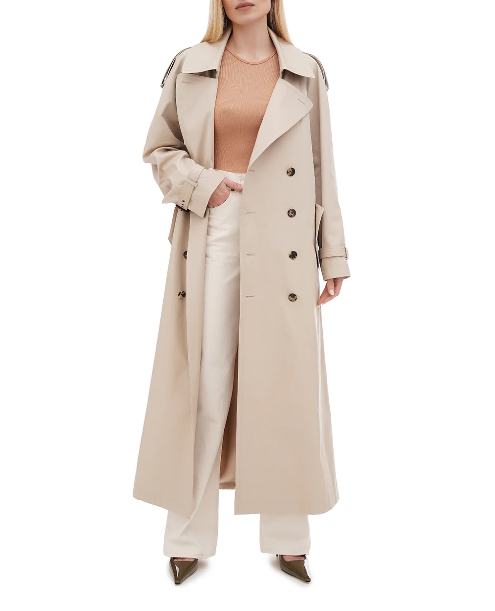 Тренч Saint Laurent 812414-Y3A99, бежевый цвет • Купить в интернет-магазине Kameron