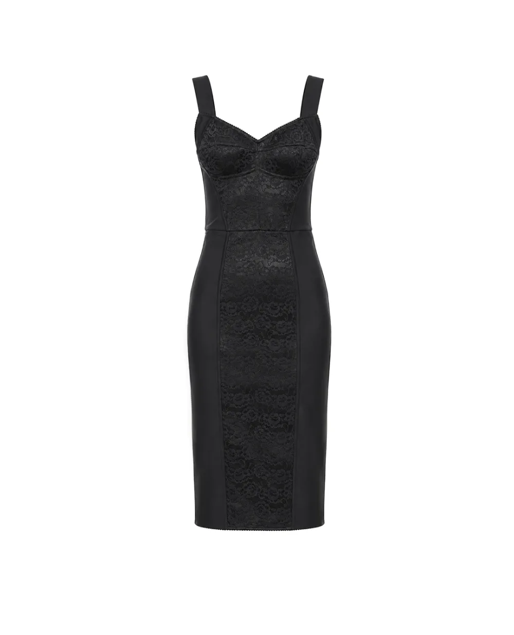 Сукня-футляр з еластичної тканини та мережива Dolce&Gabbana F63G9T-GDCLQ, чорний колір • Купити в інтернет-магазині Kameron