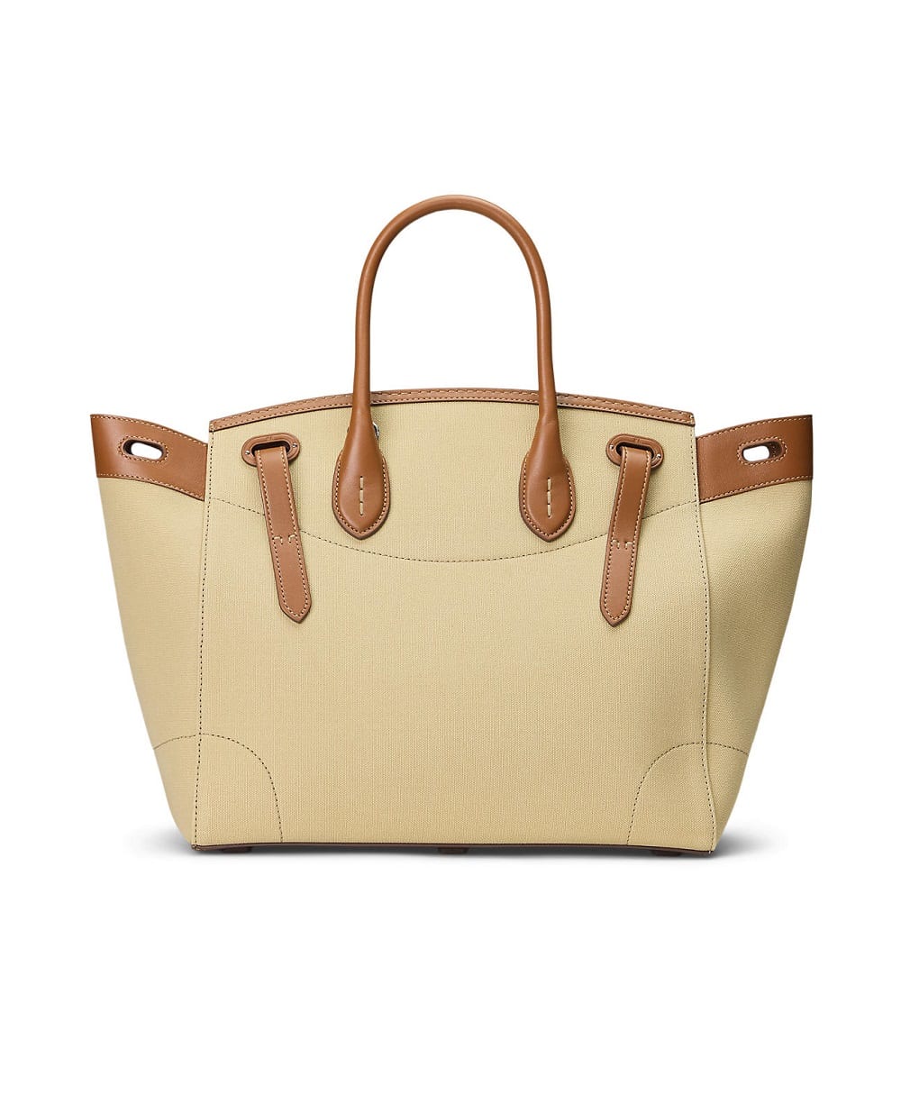 Сумка из холста и кожи Soft Ricky 33 Ralph Lauren Collection 435968259001, бежевый цвет • Купить в интернет-магазине Kameron