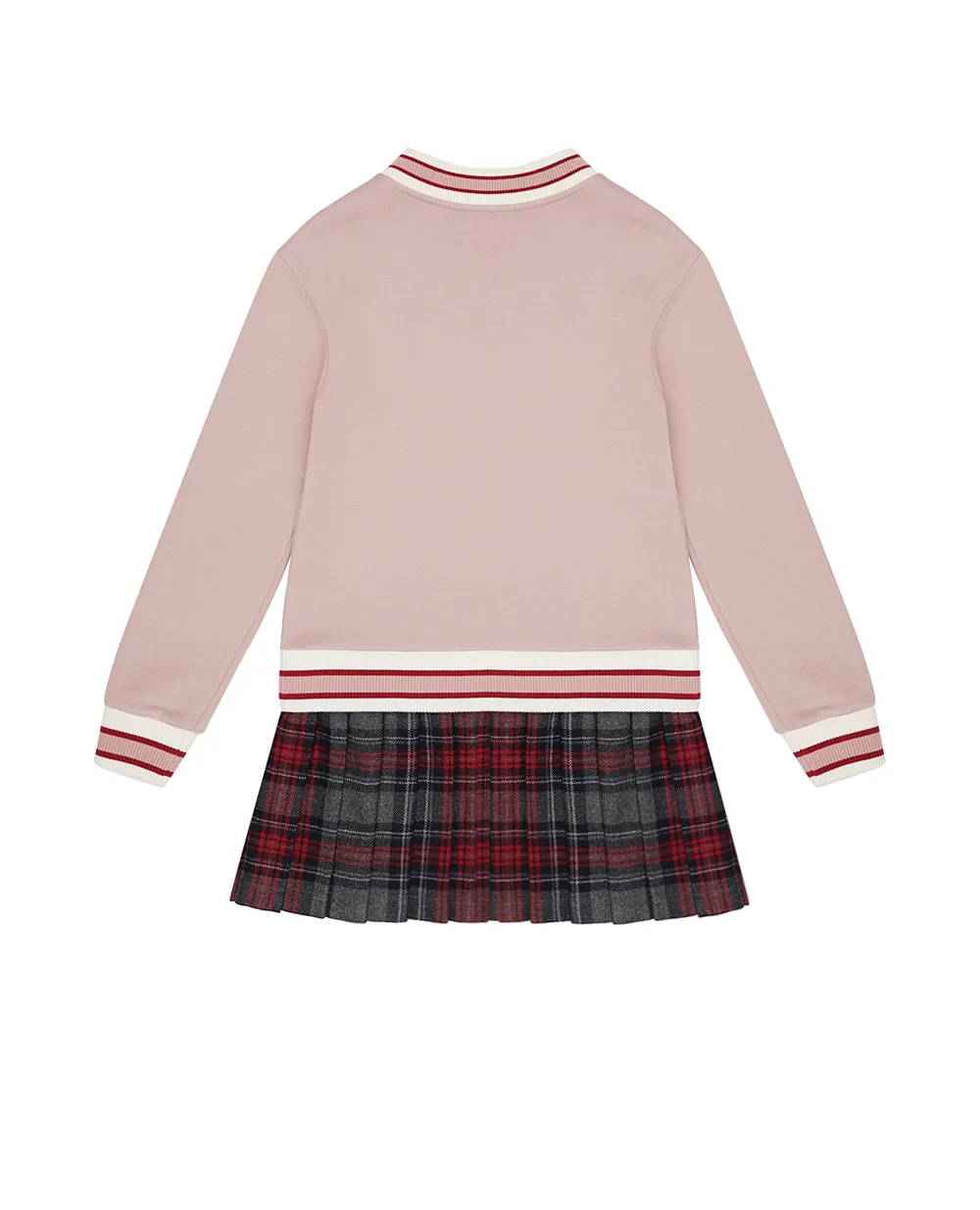 Детское платье из футера в клетку таран Dolce&Gabbana Kids L5JDAK-G7PHB-B, розовый цвет • Купить в интернет-магазине Kameron
