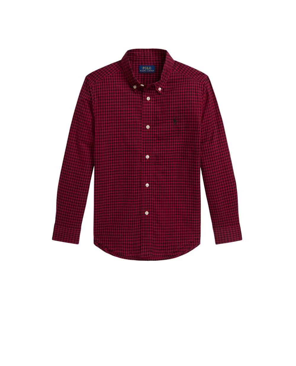 Детская рубашка из хлопковой саржи в клетку Polo Ralph Lauren Kids 322980977001, бордовый цвет • Купить в интернет-магазине Kameron