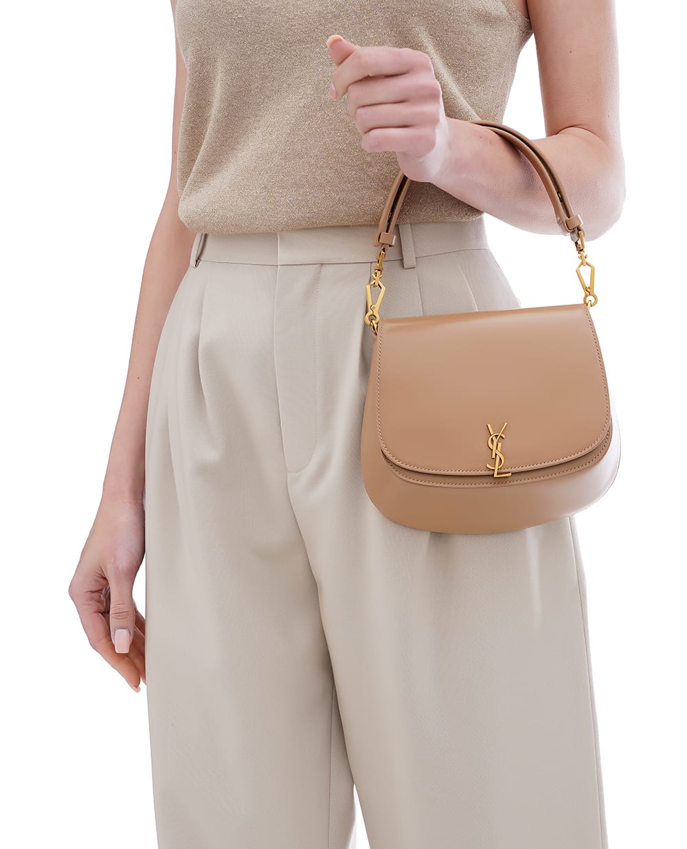 Кожаная сумка Voltaire Top Handle Bronze Saint Laurent 800846-0SX0W, бежевый цвет • Купить в интернет-магазине Kameron