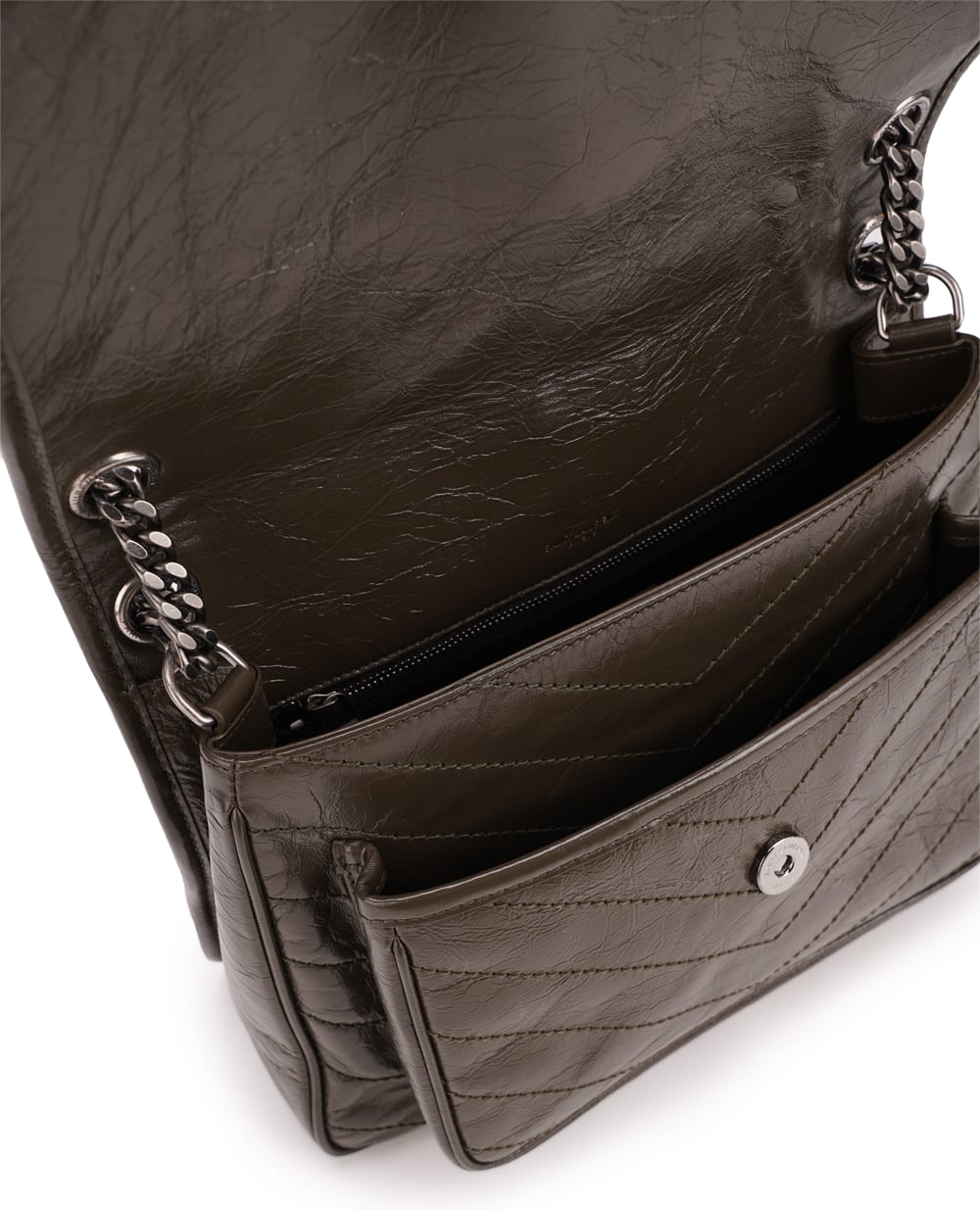 Кожаная сумка Niki Medium Saint Laurent 633158-0EN04, хаки цвет • Купить в интернет-магазине Kameron