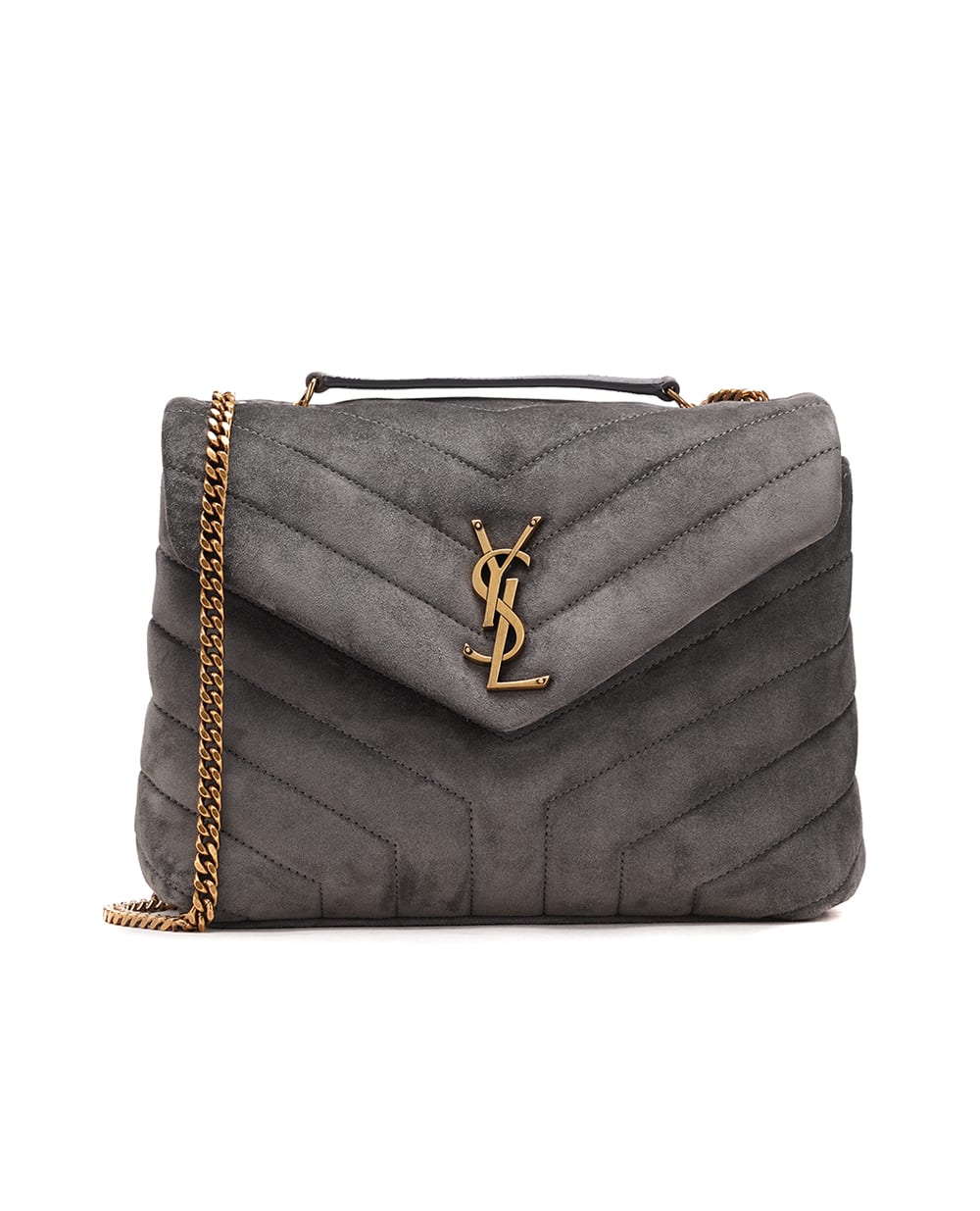Кожаная сумка Loulou Small Saint Laurent 494699-1U867, серый цвет • Купить в интернет-магазине Kameron