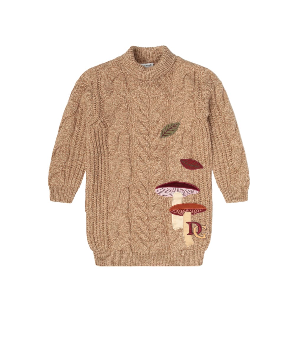 Шерстяное платье Dolce&Gabbana Kids L5KD20-JAM5V-B, бежевый цвет • Купить в интернет-магазине Kameron