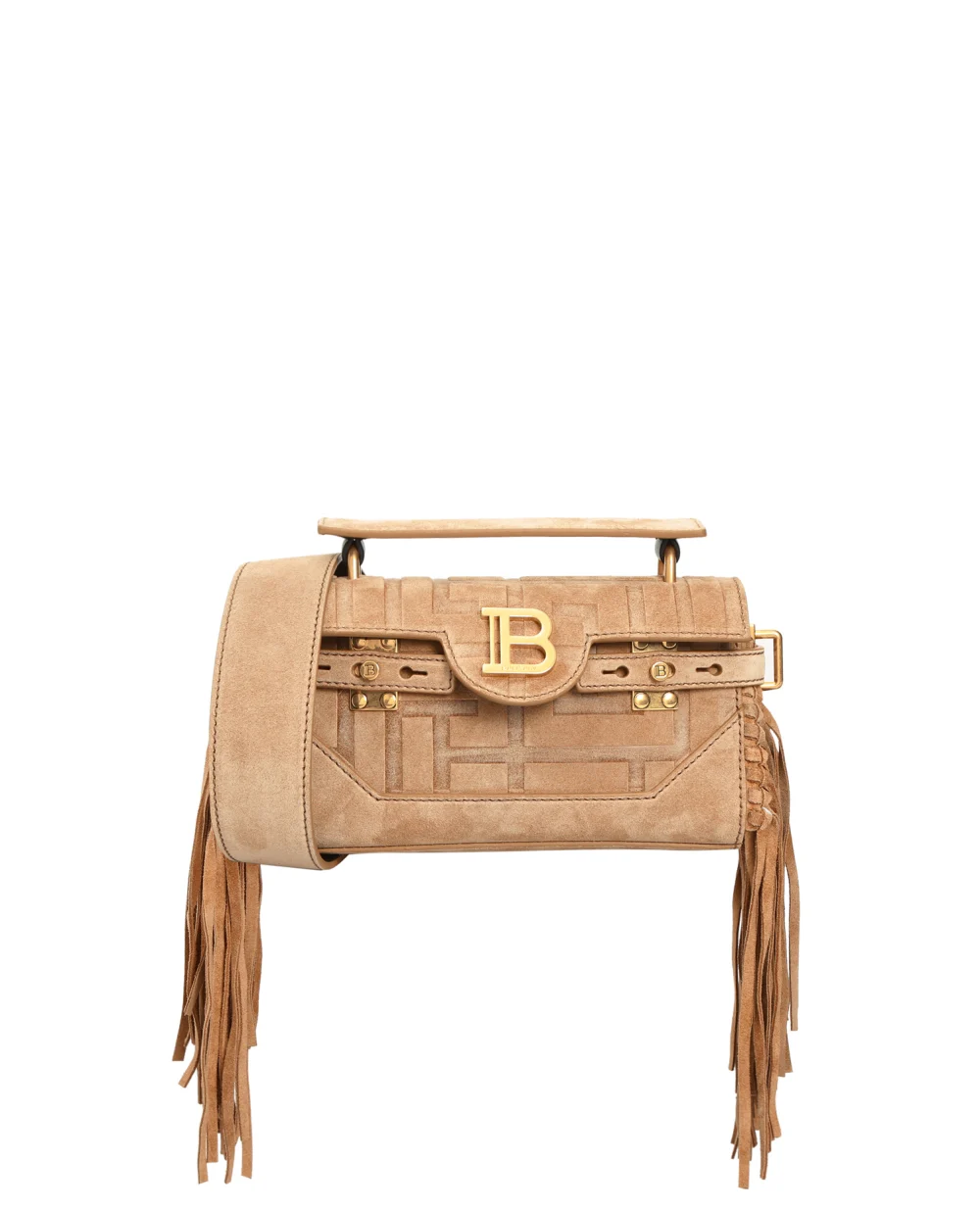 Замшевая сумка B-Buzz 19 Balmain XN1AE717LDCR, бежевый цвет • Купить в интернет-магазине Kameron