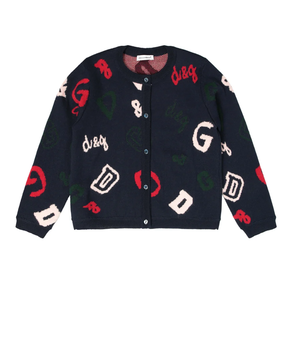 Шерстяной кардиган Dolce&Gabbana Kids L5KW09-JAVWP-B, синий цвет • Купить в интернет-магазине Kameron