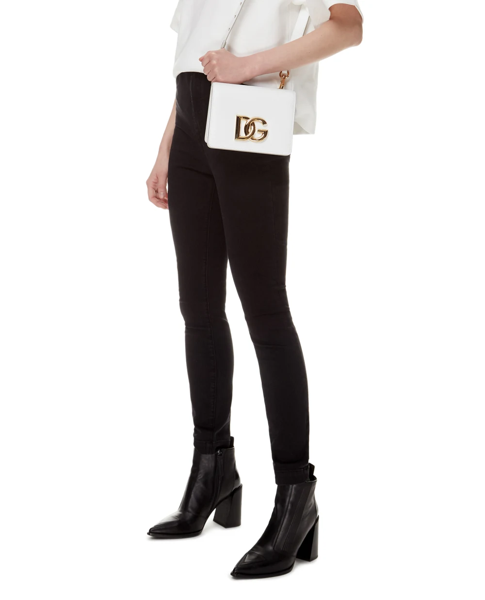Кожаная сумка 3.5 Small Dolce&Gabbana BB7037-AW576, белый цвет • Купить в интернет-магазине Kameron