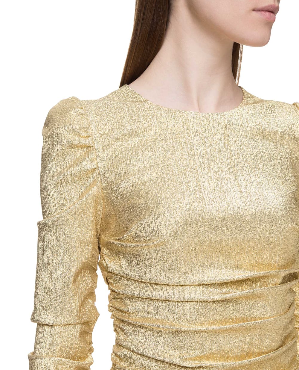 Шелковое платье Dolce&Gabbana F6H8CT-FURIZ, золотой цвет • Купить в интернет-магазине Kameron