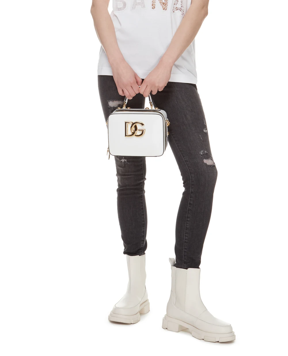 Кожаная сумка 3.5 Dolce&Gabbana BB7092-AW576, белый цвет • Купить в интернет-магазине Kameron
