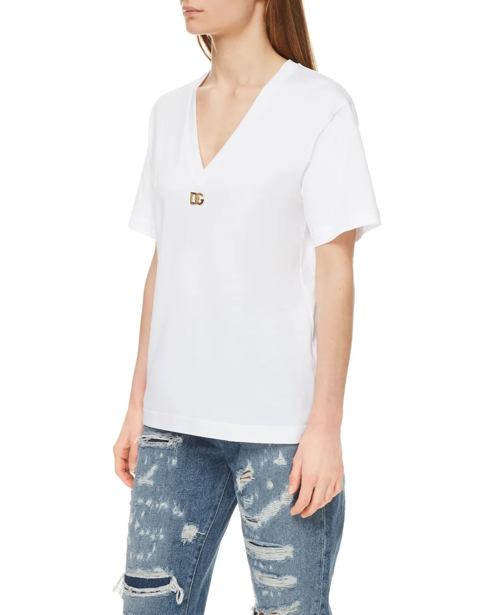 Футболка Dolce&Gabbana F8M65Z-FU7EQ, белый цвет • Купить в интернет-магазине Kameron