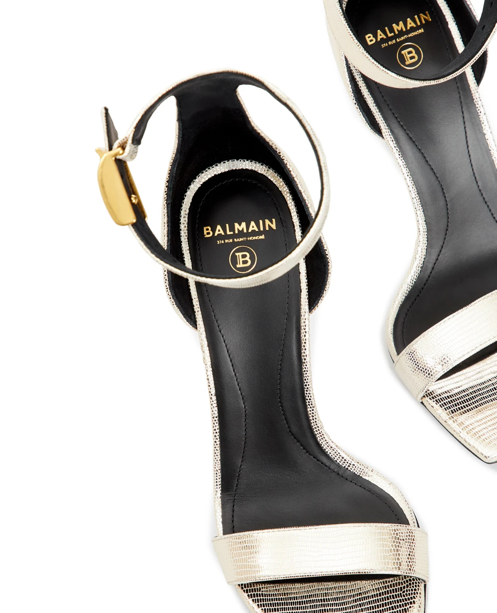 Кожаные босоножки Balmain YN1UH742LLCA, золотой цвет • Купить в интернет-магазине Kameron