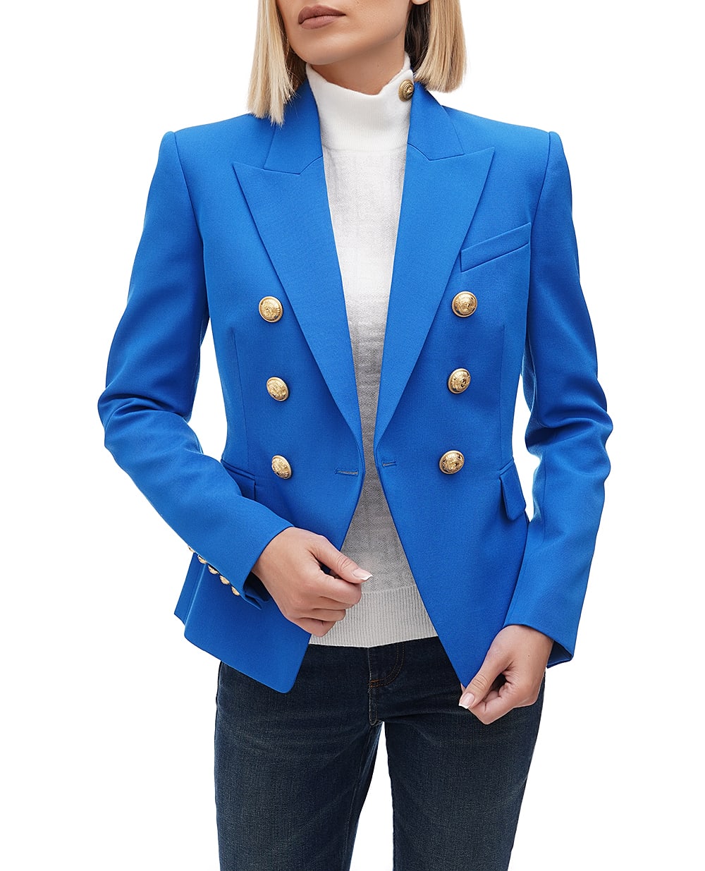 Шерстяной жакет Balmain BF1SG008WC09, синий цвет • Купить в интернет-магазине Kameron