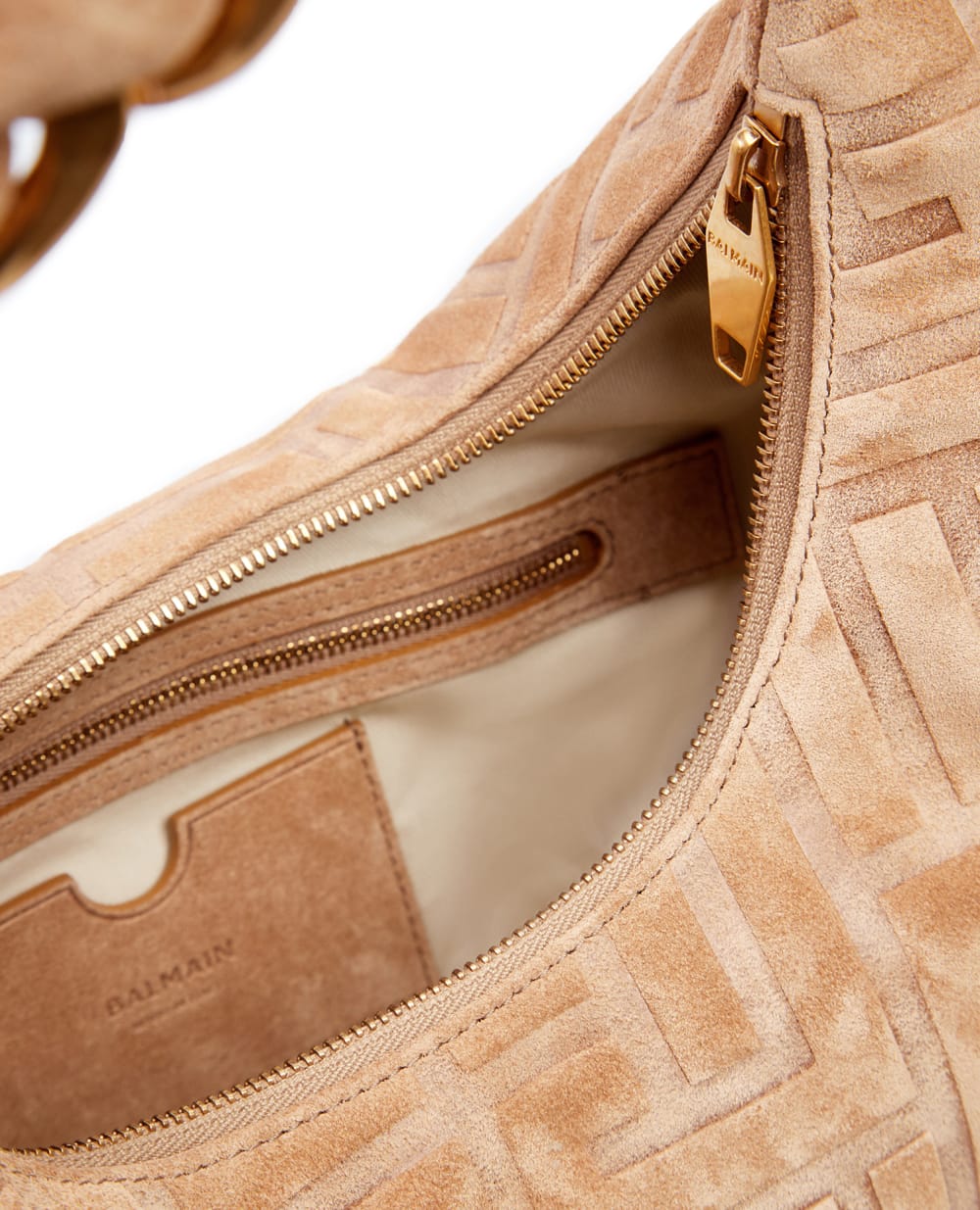 Замшевая сумка Pillow Hobo Balmain XN1DE709LDCR, бежевый цвет • Купить в интернет-магазине Kameron