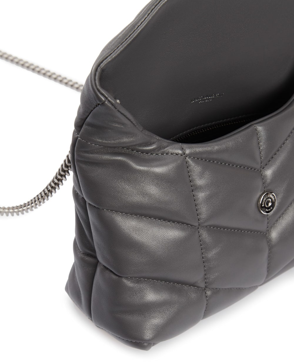 Кожаная сумка Puffer mini Saint Laurent 620333-1EL00-, серый цвет • Купить в интернет-магазине Kameron