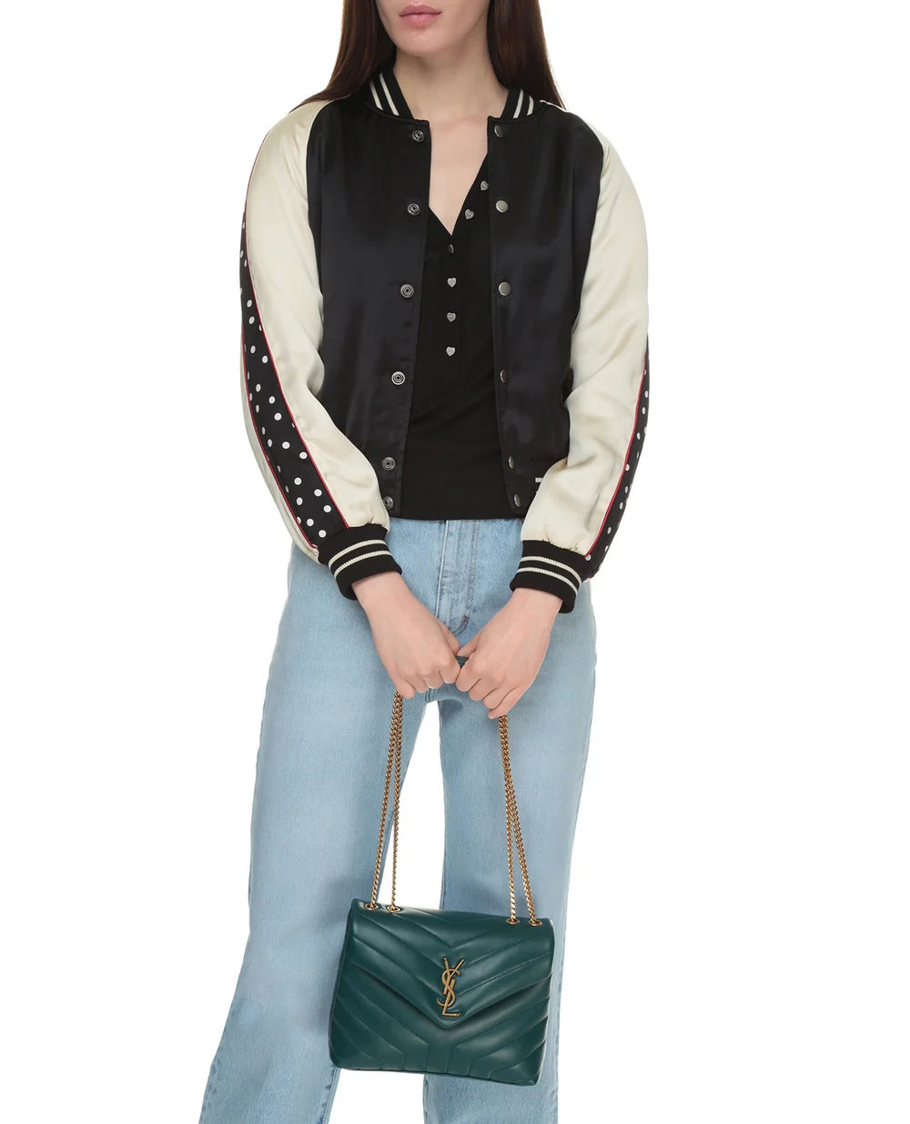 Кожаная сумка Loulou Small Saint Laurent 494699-DV727, зеленый цвет • Купить в интернет-магазине Kameron