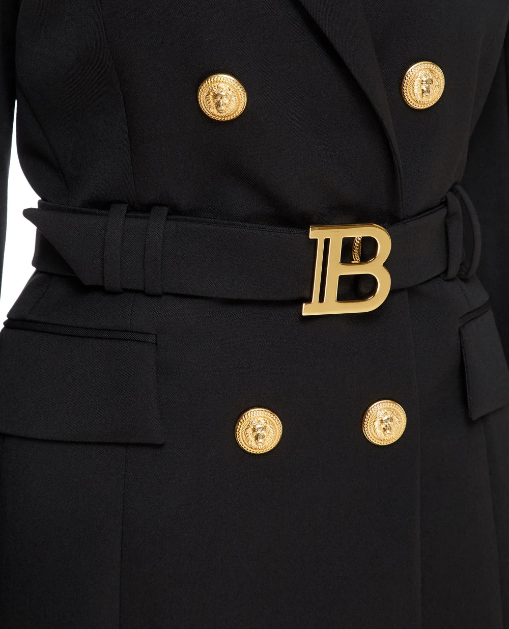 Шерстяное платье Balmain WF1R9190132L, черный цвет • Купить в интернет-магазине Kameron