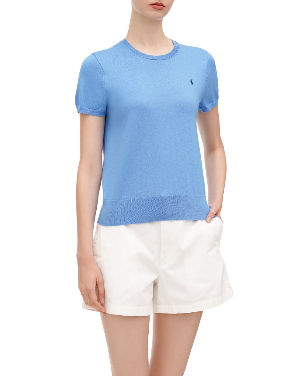 Джемпер с короткими рукавами Polo Ralph Lauren 211891673017, голубой цвет • Купить в интернет-магазине Kameron