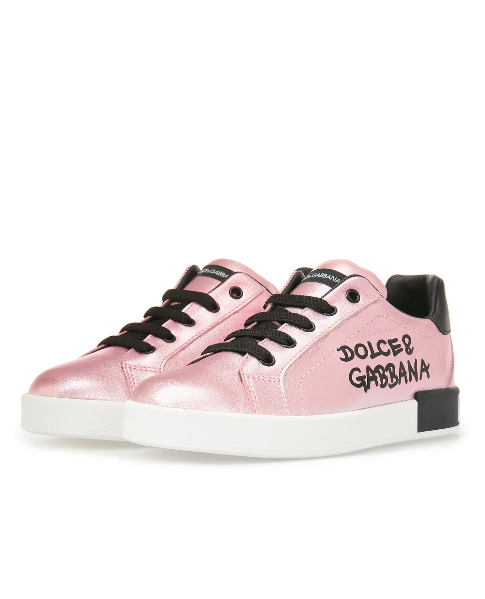 Кожаные сникеры Dolce&Gabbana Kids D10806-AN442-S, розовый цвет • Купить в интернет-магазине Kameron