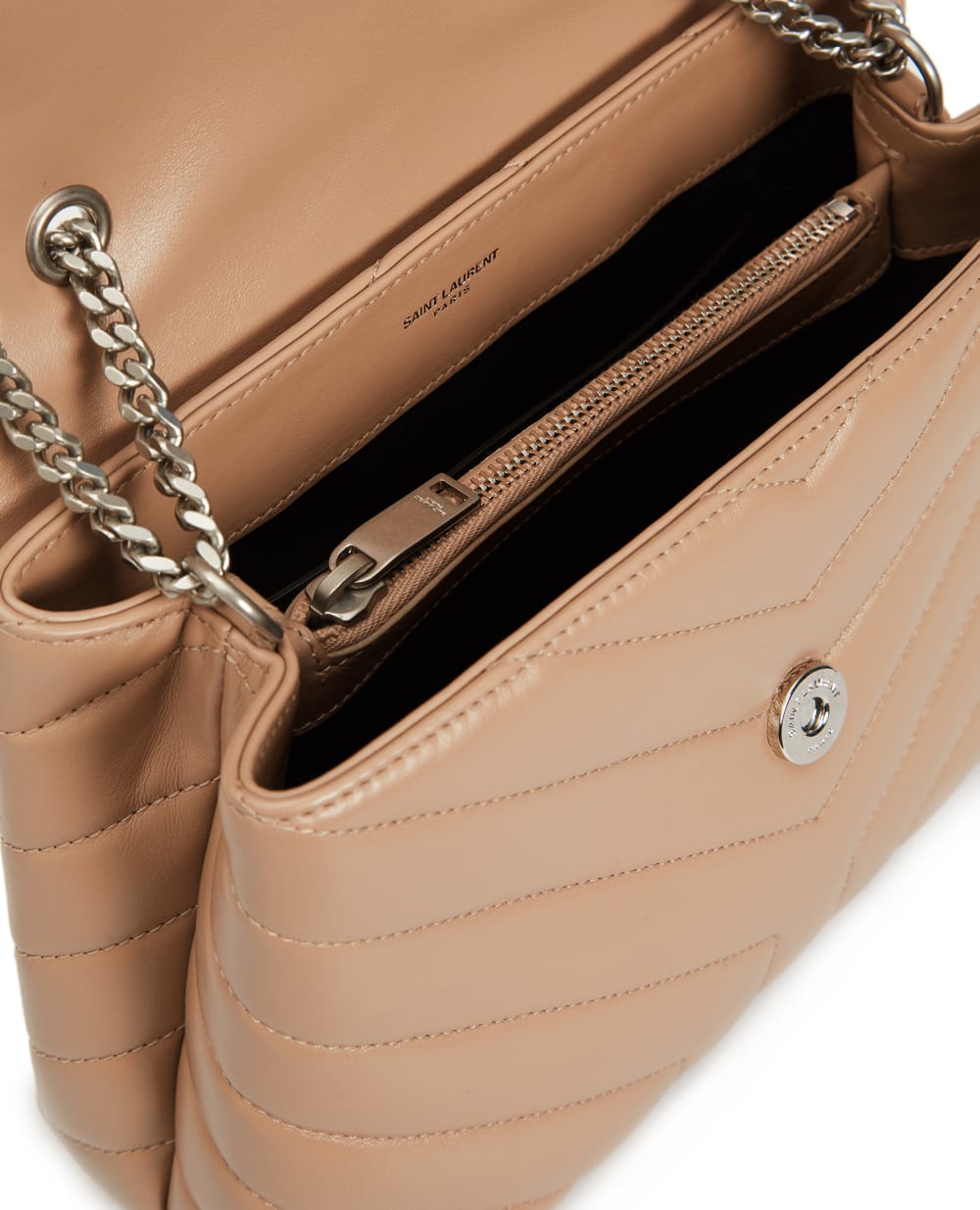 Кожаная сумка Loulou Small Saint Laurent 494699-DV726-, бежевый цвет • Купить в интернет-магазине Kameron