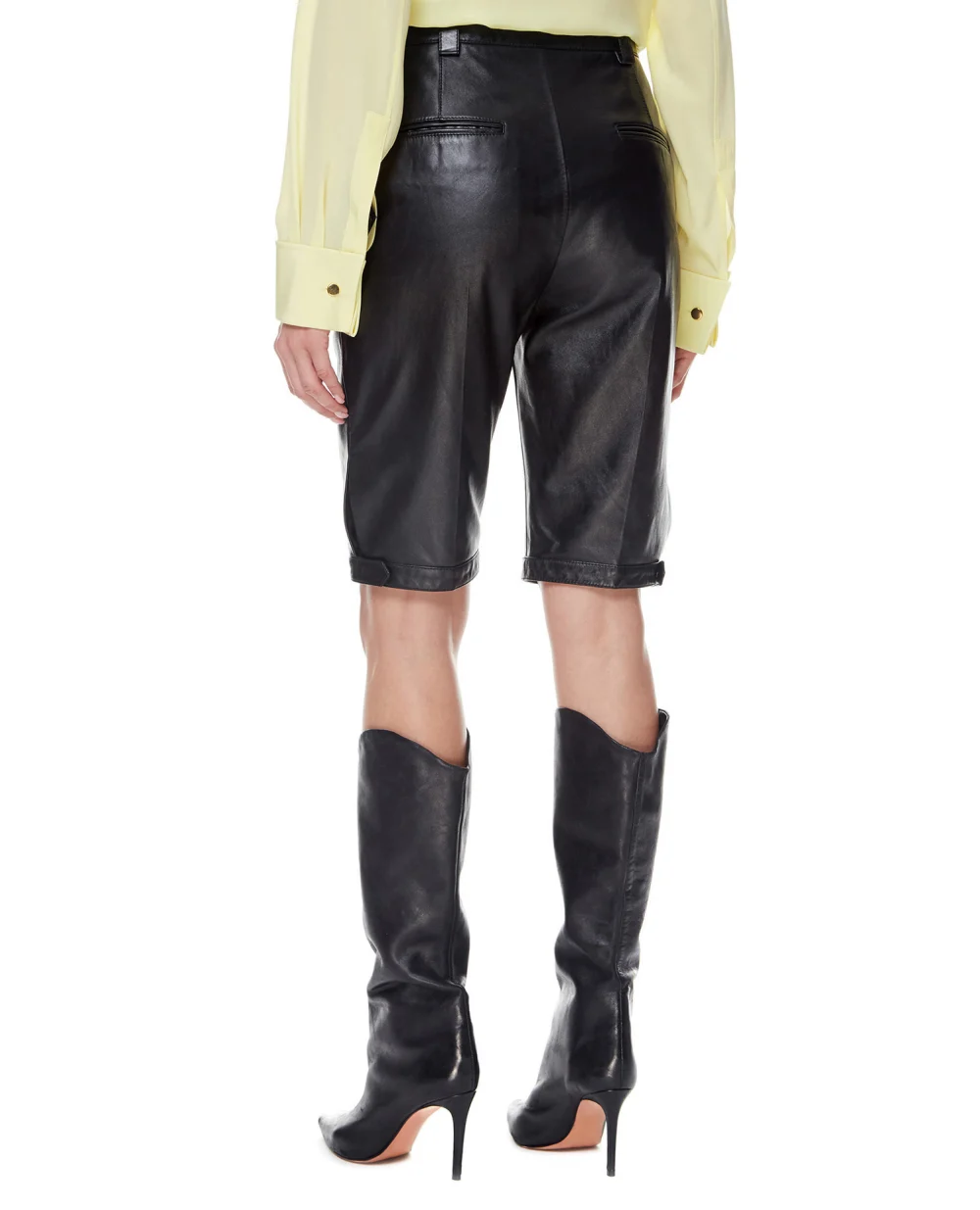 Кожаные шорты Saint Laurent 672819-YCFC2, черный цвет • Купить в интернет-магазине Kameron