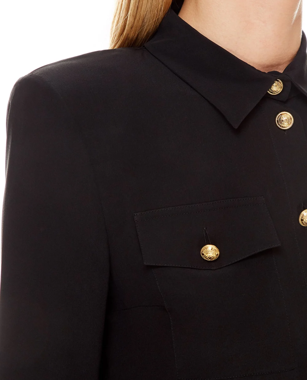 Шелковая блуза Balmain WF1HS050120S, черный цвет • Купить в интернет-магазине Kameron