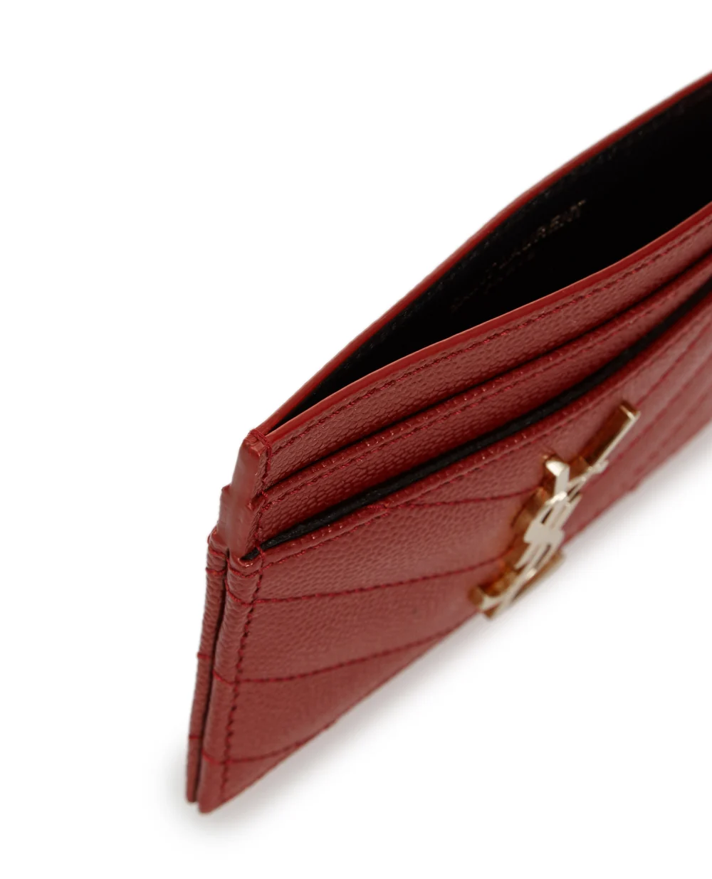 Кожаная визитница Saint Laurent 423291-BOW01-, красный цвет • Купить в интернет-магазине Kameron