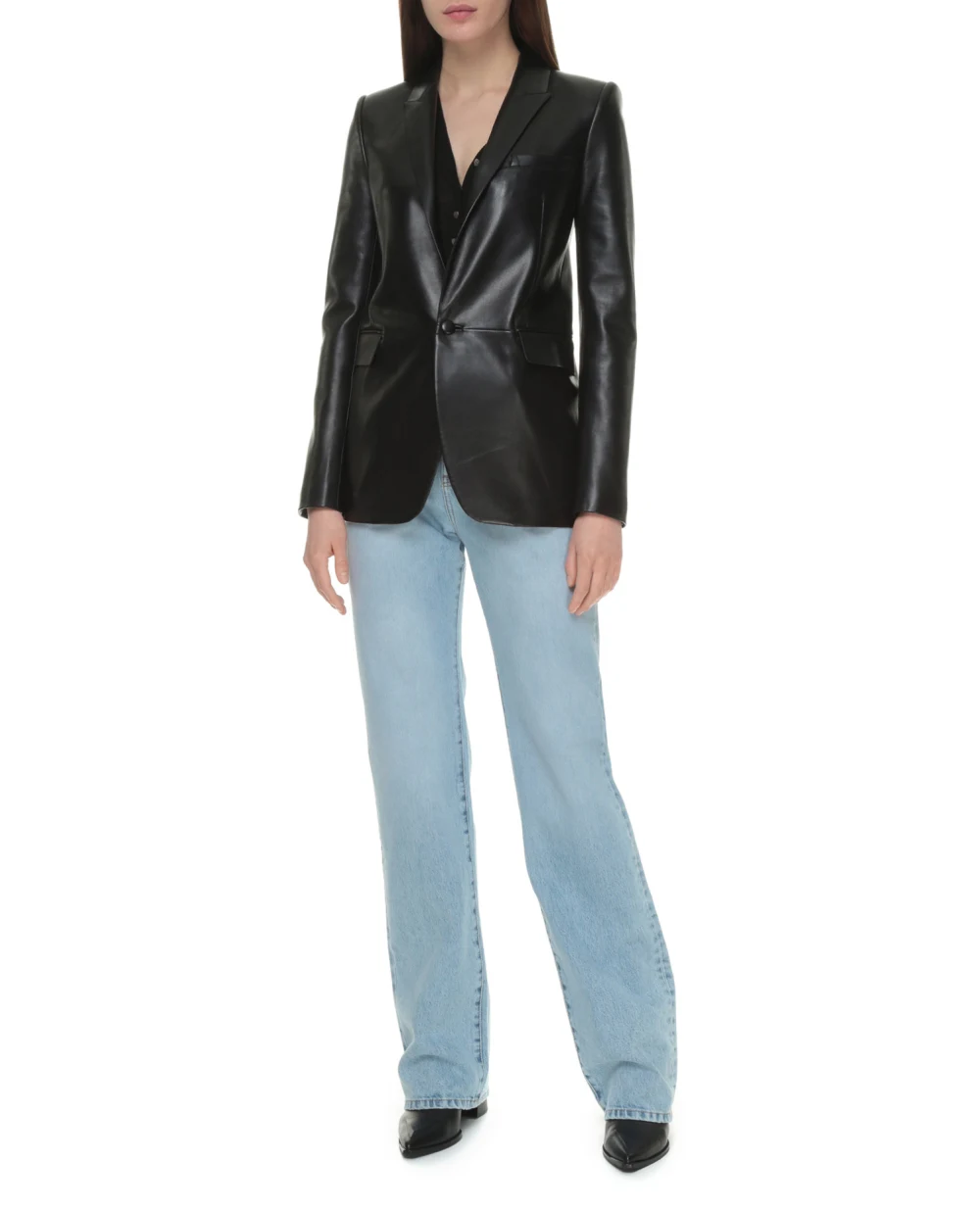 Кожаный жакет Saint Laurent 536465-YC2TE, черный цвет • Купить в интернет-магазине Kameron