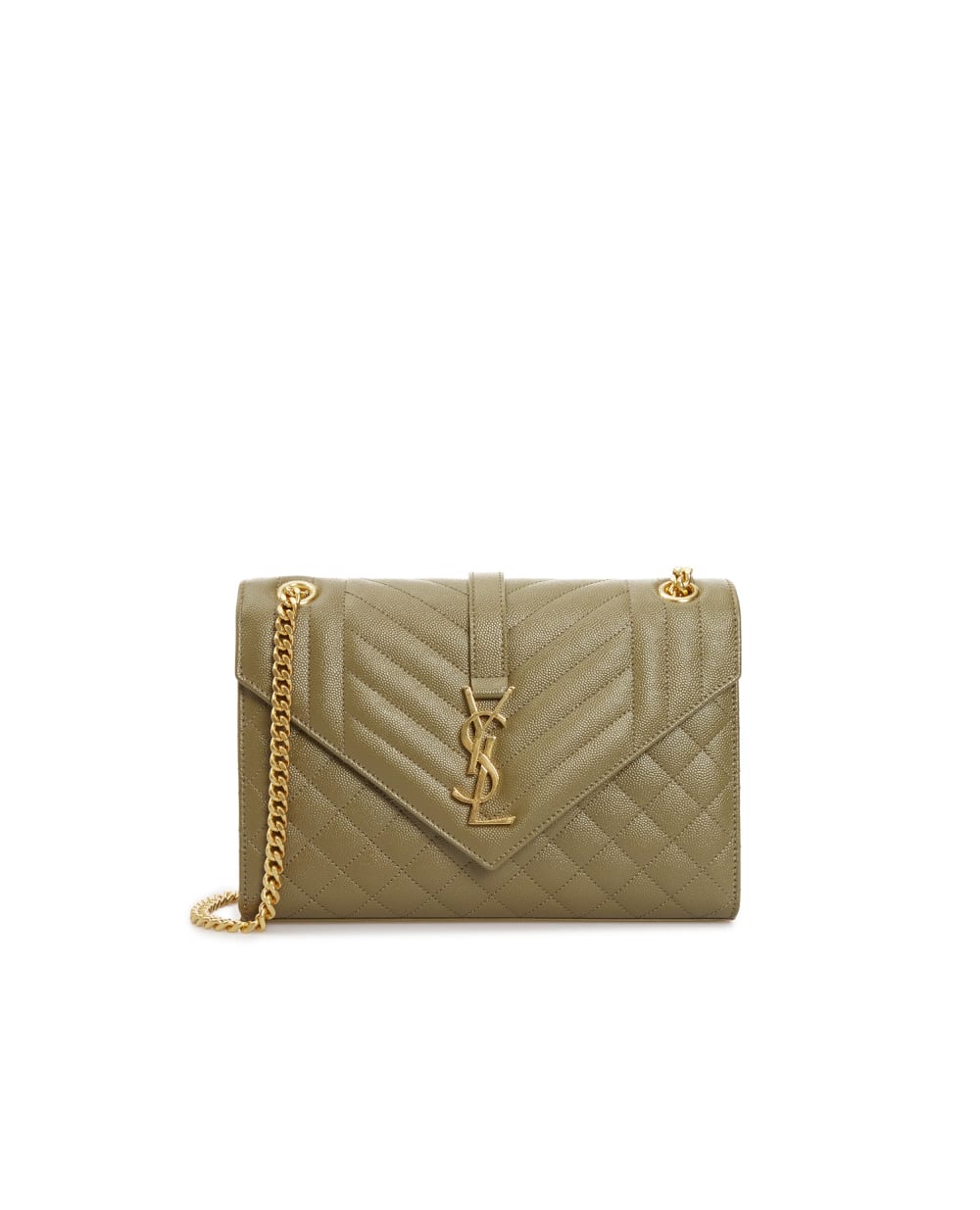 Кожаная сумка Envelope Medium Saint Laurent 600185-BOW91, зеленый цвет • Купить в интернет-магазине Kameron