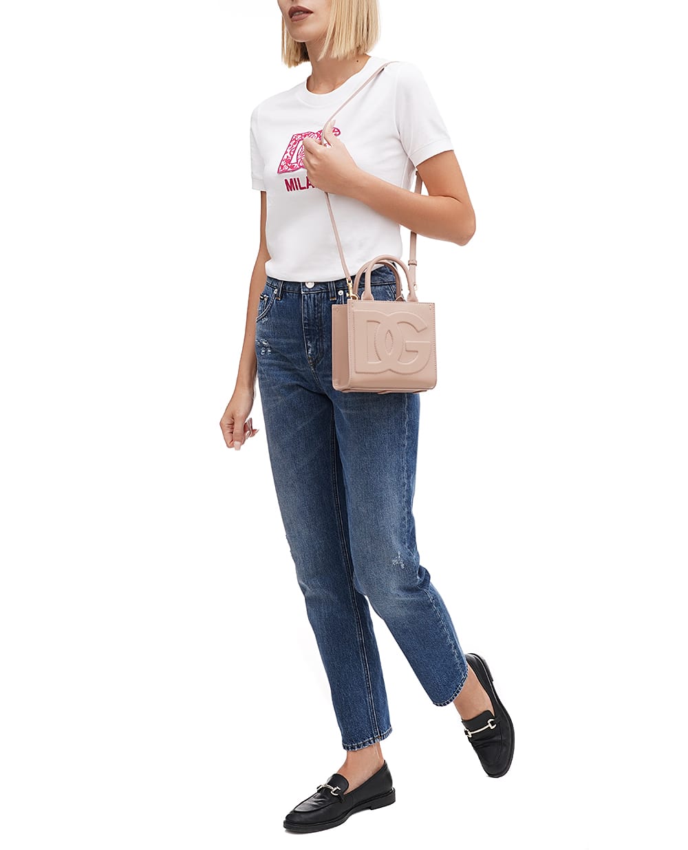 Кожаная сумка DG Daily Small Dolce&Gabbana BB7479-AW576, пудровый цвет • Купить в интернет-магазине Kameron