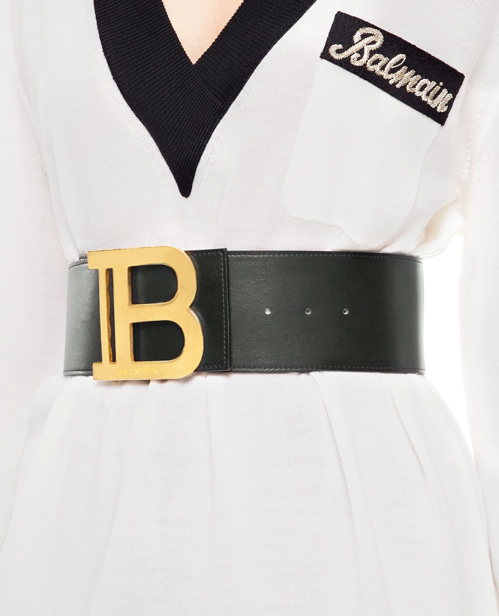 Кожаный ремень Balmain VN1A004LVPT, черный цвет • Купить в интернет-магазине Kameron