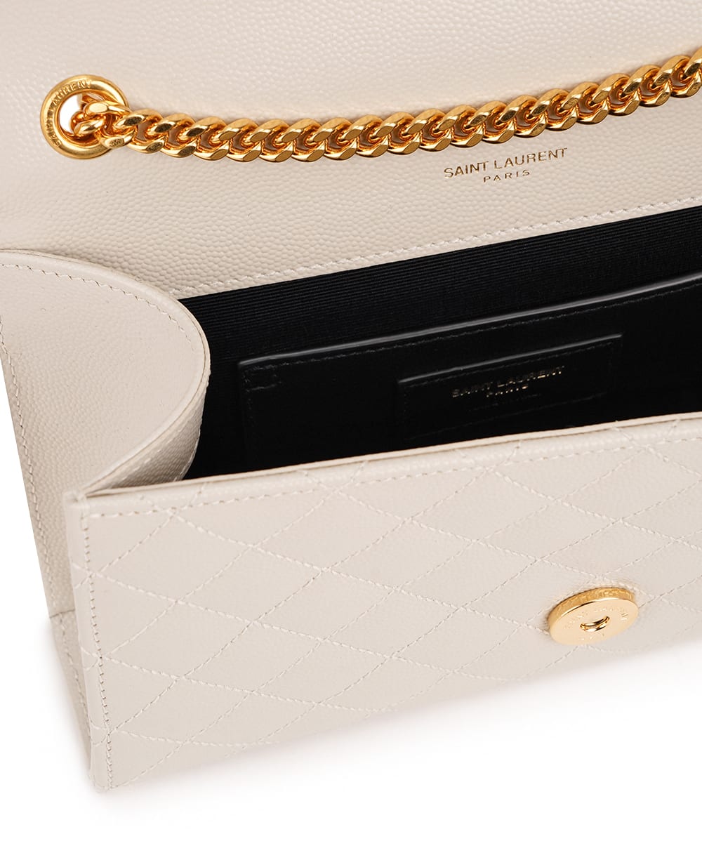 Кожаная сумка Envelope Small Saint Laurent 600195-BOW91, бежевый цвет • Купить в интернет-магазине Kameron